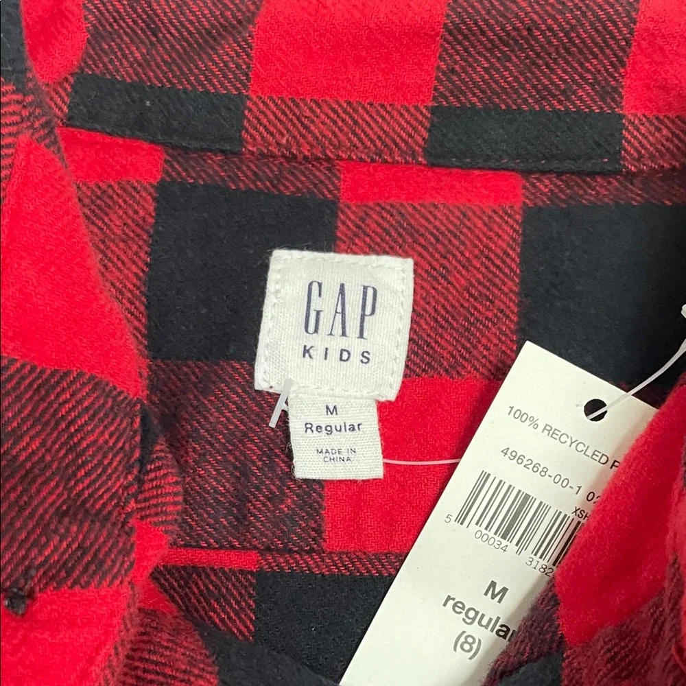 GAP Red & Black Buffalo Plaid Flannel Shirt – Size Boys Medium